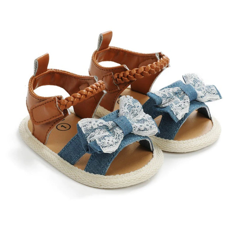 Baby Girls Sandals Canvas Bowknot Toddlers Newborn Infantil Sandals Summer Infant Baby Girls Soft Crib Shoes Infants Sandals