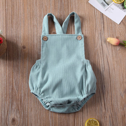 Wholesale Baby Summer Clothing Newborn Infant Baby Boys Girls Romper Corduroy Sleeveless Backless Jumpsuit Outfits 0-24M