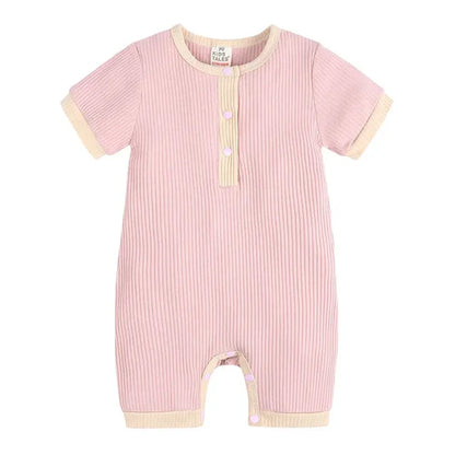 Fashion Solid Color Baby Romper Summer Baby Boy Clothes Cotton Linen Short Sleeve Infant Romper Newborn Clothing 3-18 Months