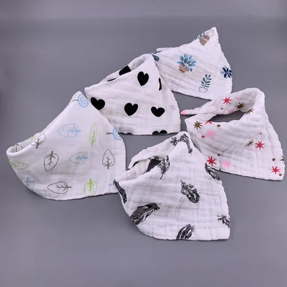 5Pcs/Lot Musiln Cotton Baby Bibs 4 Layers Girls Boys Babador Bandana Bibs Bebe Triangle Feeding Burp Cloth Bebe Collar Scarf