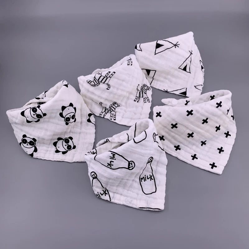 5Pcs/Lot Musiln Cotton Baby Bibs 4 Layers Girls Boys Babador Bandana Bibs Bebe Triangle Feeding Burp Cloth Bebe Collar Scarf